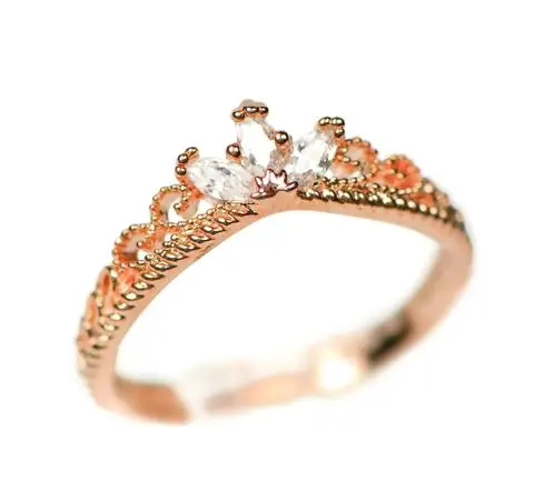 MANGOSKY Rose Gold CZ Dainty Crown Ring free shipping | Украшения и аксессуары