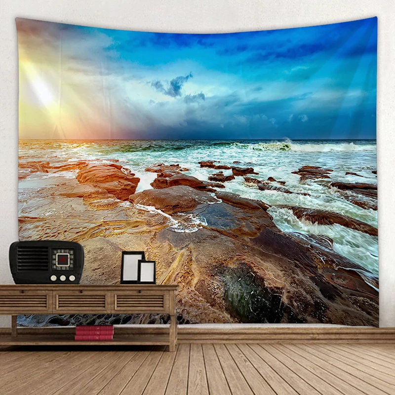 Гобелен пляжный узор настенное украшение для дома закат искусство|Гобелен| |