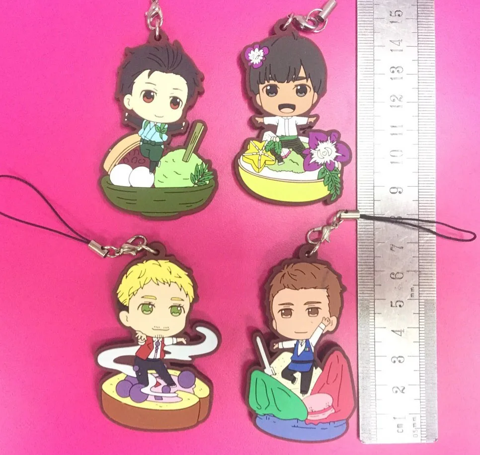 4 шт./лот на льду аниме брелок Виктор Никифоров Katsuki JJ Отабек Yuuri плисецкий