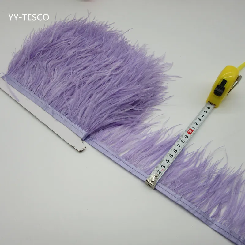 Light purple 1 метр 26 цветов натуральный страусовый отделка из перьев высота 8-11 см перья лента для DIY Свадебная вечеринка платье украшение ремесло - Цвет: Light purple