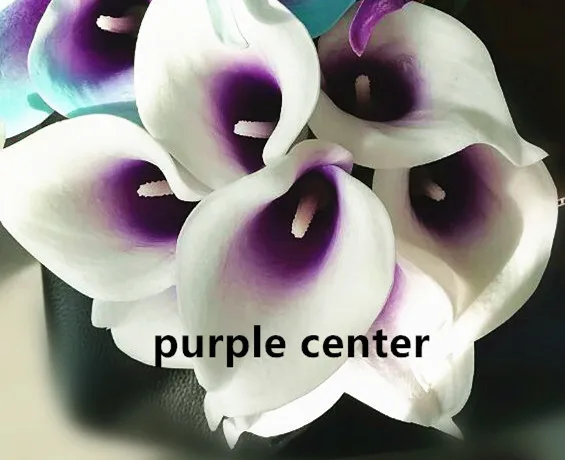 purple center Настоящее прикосновение Пикассо фиолетовый Калла лилии букет 10 шт./лот замороженное сердце Калла Лилия для свадебных букетов - Цвет: purple center