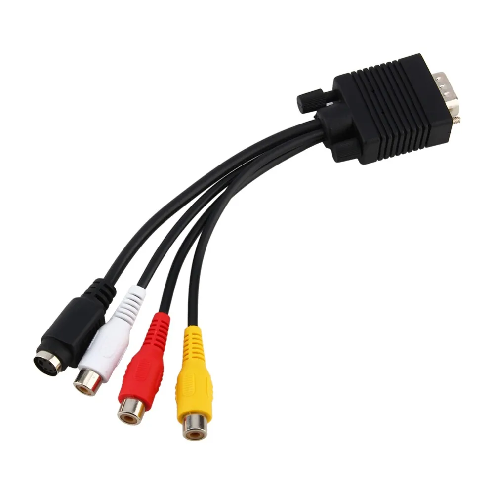 Композитный Переходник VGA в S Video 3 RCA Female адаптер AV TV Out кабель для ПК ноутбука