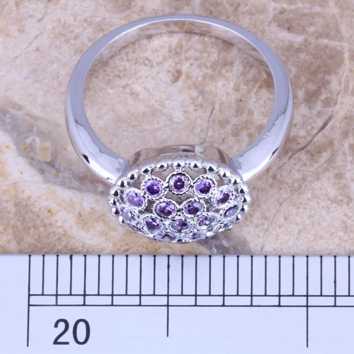 Потрясающее женское кольцо с серебряным покрытием из фиолетового кубического