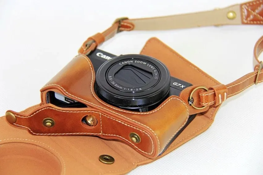 Роскошный чехол для камеры из искусственной кожи, сумка для Canon Powershot G7X-2 G7X II G7X III G7X Mark 3, чехол с ремешком и открытой батареей