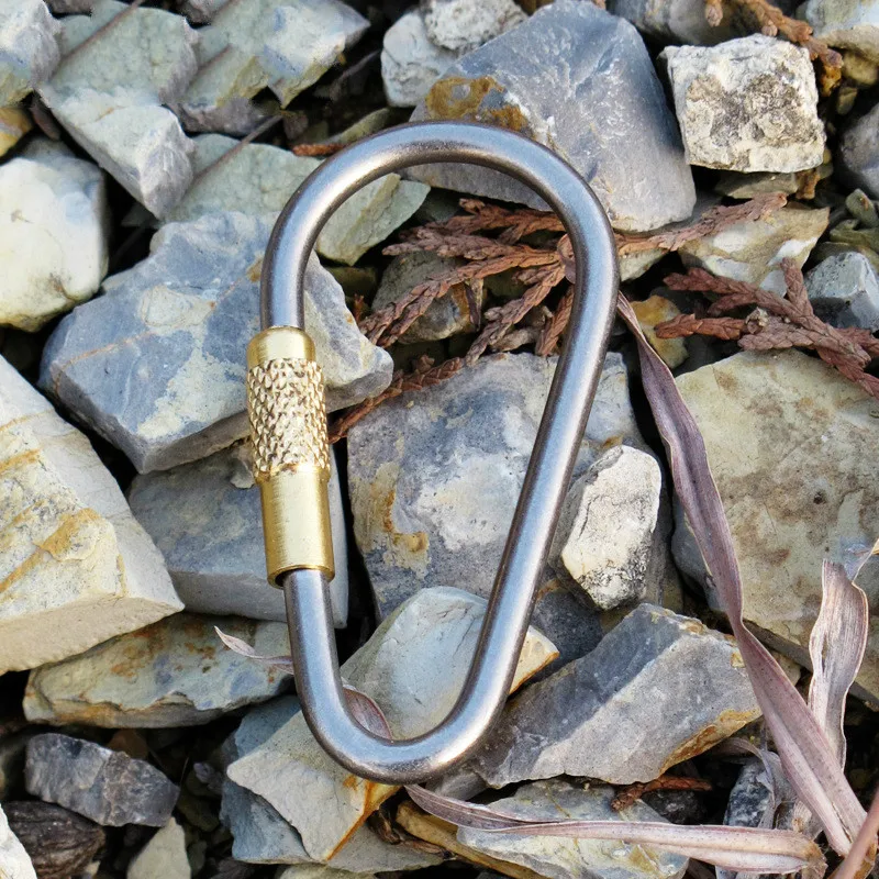 

Outdoor camping climbing titanium fast hanging high-strength lock hook key padlock EDC backpack D-button keychain hiking