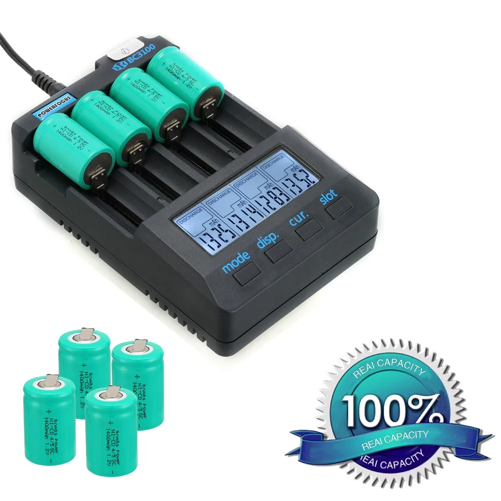 Anmas Power 8 шт. 1.2В Ni CD 4/5 Sub C 1400mAh аккумуляторная батарея Зеленый SC ячейка с вкладками