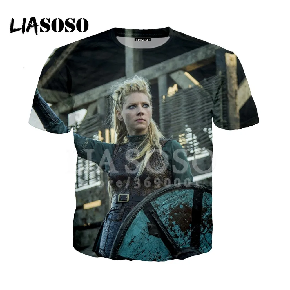 Женская и мужская футболка LIASOSO с 3D принтом Рагнар из викингов Lothbrok Lagertha летняя в