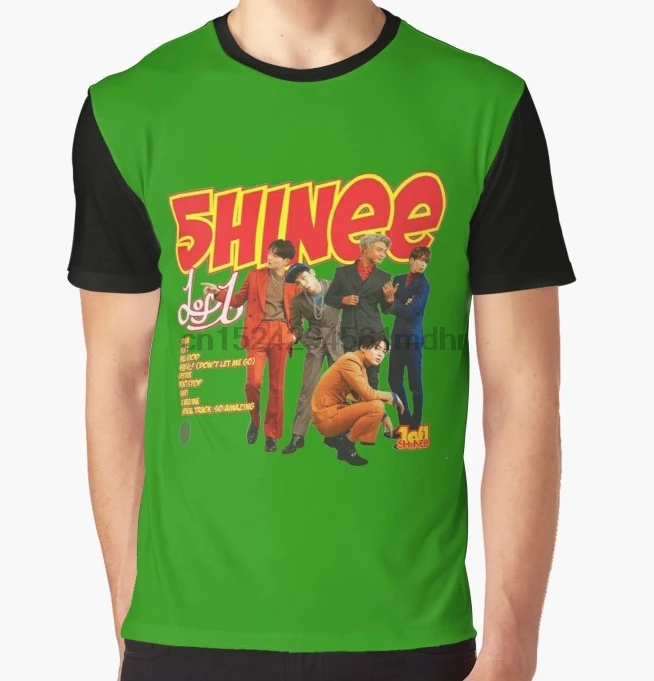Футболка с принтом все вокруг для мужчин Funy футболка SHINee 1of1 Треклист короткий