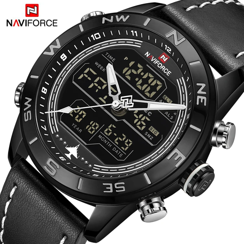 NAVIFORCE Роскошные Брендовые мужские модные спортивные часы кварцевые аналоговые