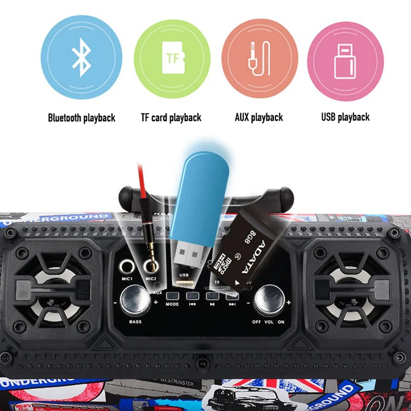 15 Вт Портативный уличный Bluetooth 4 2 динамик fm-радио USB автомобильный сабвуфер HD