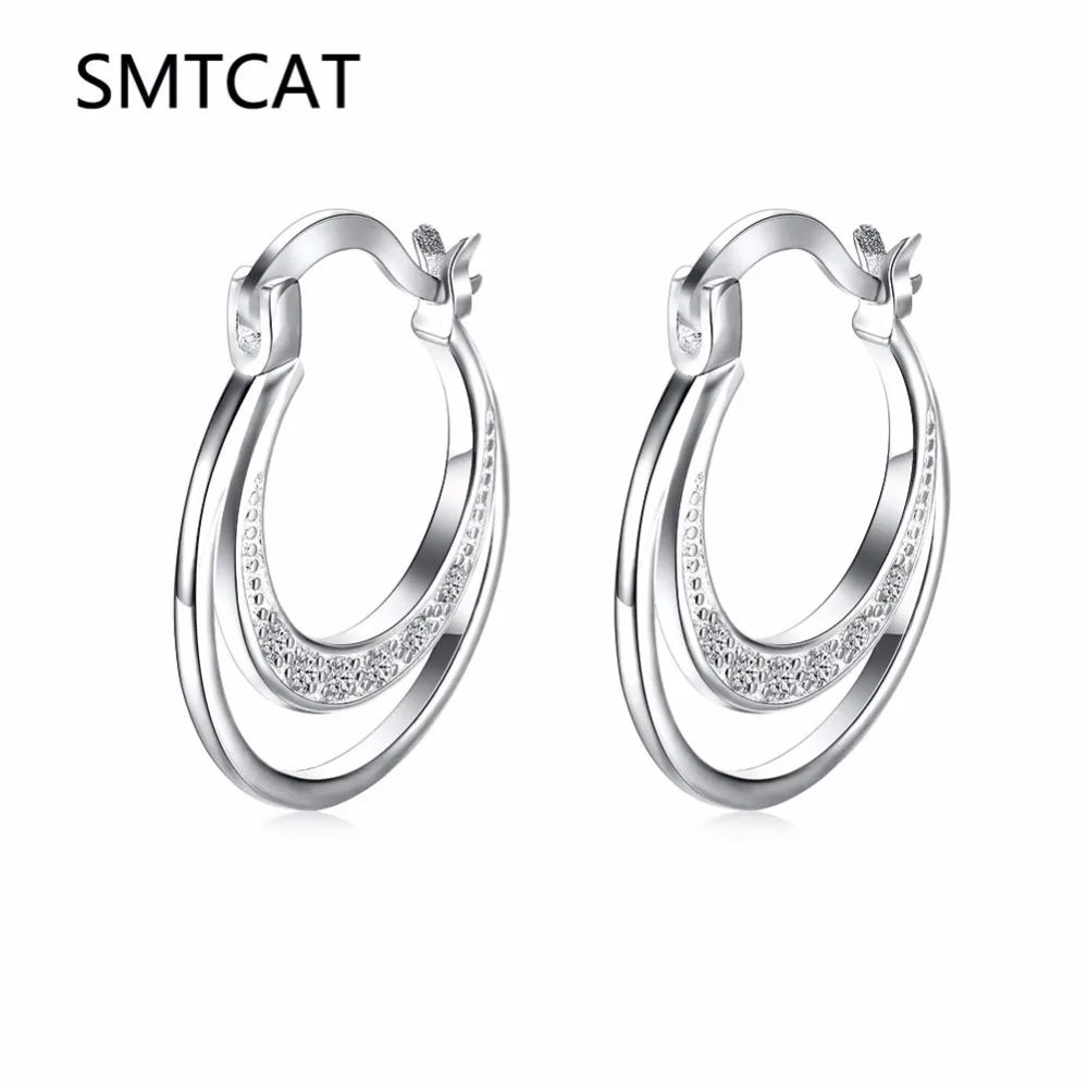 SMTCAT винтажные полумесяц креольские серьги-кольца для женщин серьги из стерлингового серебра Brincos европейский бренд аксессуары ювелирные изделия