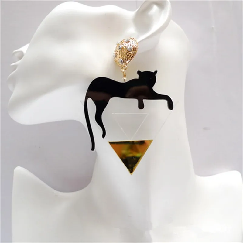 Женские длинные висячие серьги с леопардовым принтом винтажные круглые