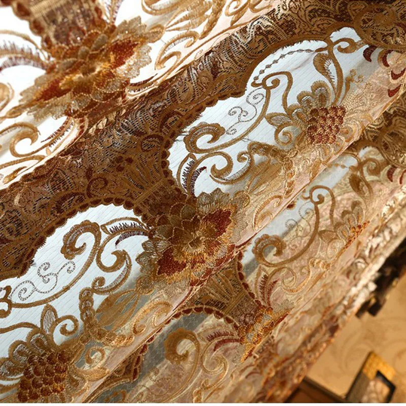 Роскошные золотые занавески Хелен с вышивкой для гостиной в европейском стиле