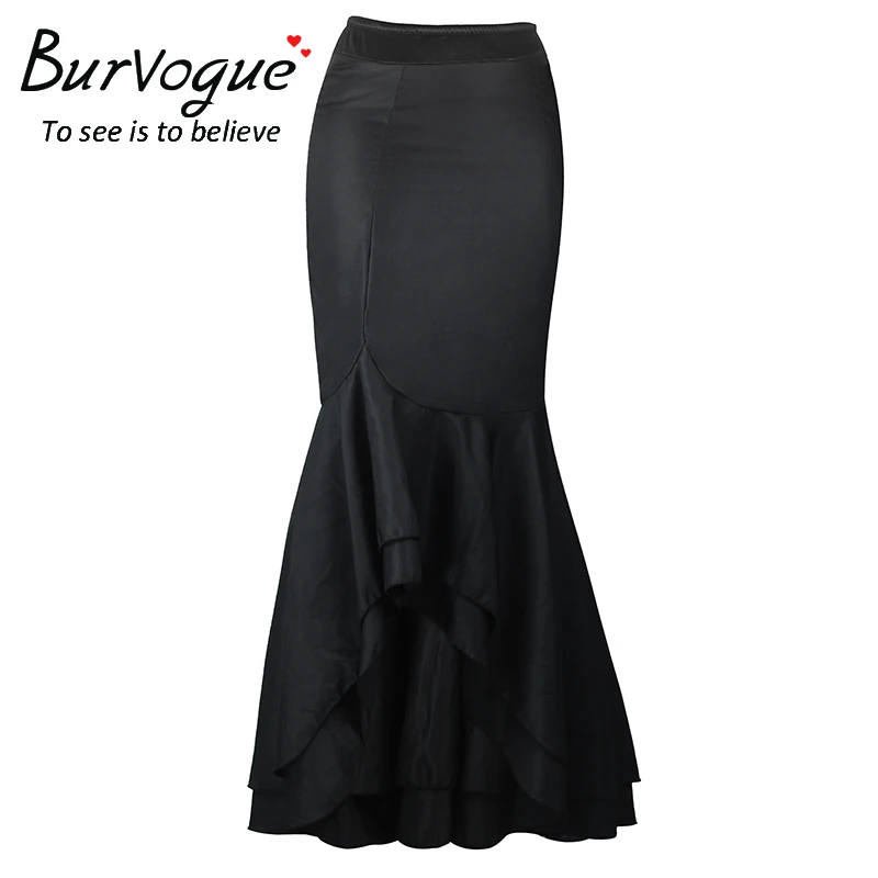Burvogue модные длинные юбки и стимпанк корсет талии контроль Корсеты Платье Русалка