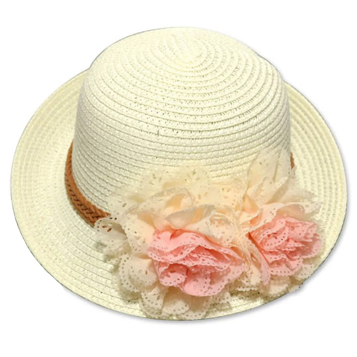 

Children Flower Dome Straw Hat Spring Summer Casual Baby Girls Beach Hats Kids Floppy Wide Brim Sun Straw Cap Beach Caps Infant