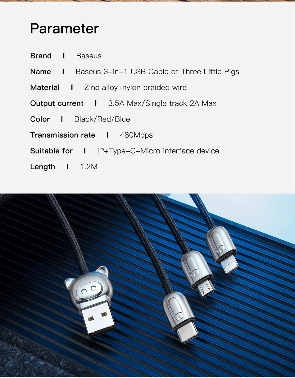 Baseus 3 в 1 USB кабель для iPhone Xs Max X Xr 8 Micro USB кабель для мобильного телефона Быстрая зарядка зарядное устройство usb type C type-c кабель