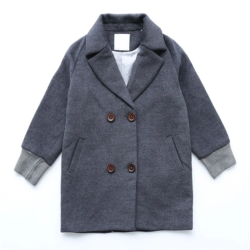 Пальто для девочек 2018 Новая модная детская одежда зимнее детское серое длинное