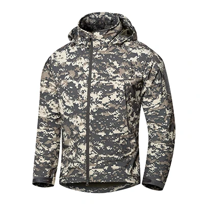 ACU Camouflage Уличная тактическая тонкая мягкая оболочка куртка мужская Весенняя Водонепроницаемая с капюшоном походная куртка пальто осенняя военная куртка ветровки - Цвет: ACU Camouflage