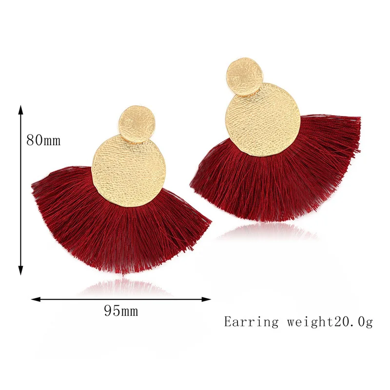 Модные красные длинные серьги с кисточками для женщин винтажные богемные