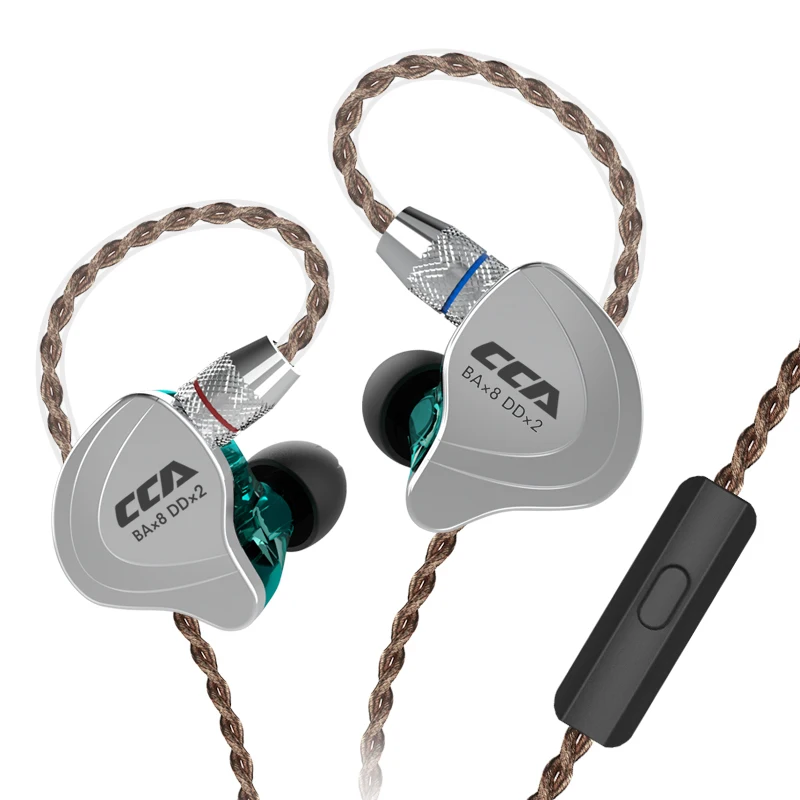 Cyan Mic Cca C10 4ba+ 1dd гибридные наушники-вкладыши Hi-Fi Monito спортивные наушники для бега 5 приводных устройств гарнитура Kz Bluetooth кабель для Cca C10 - Цвет: Cyan Mic