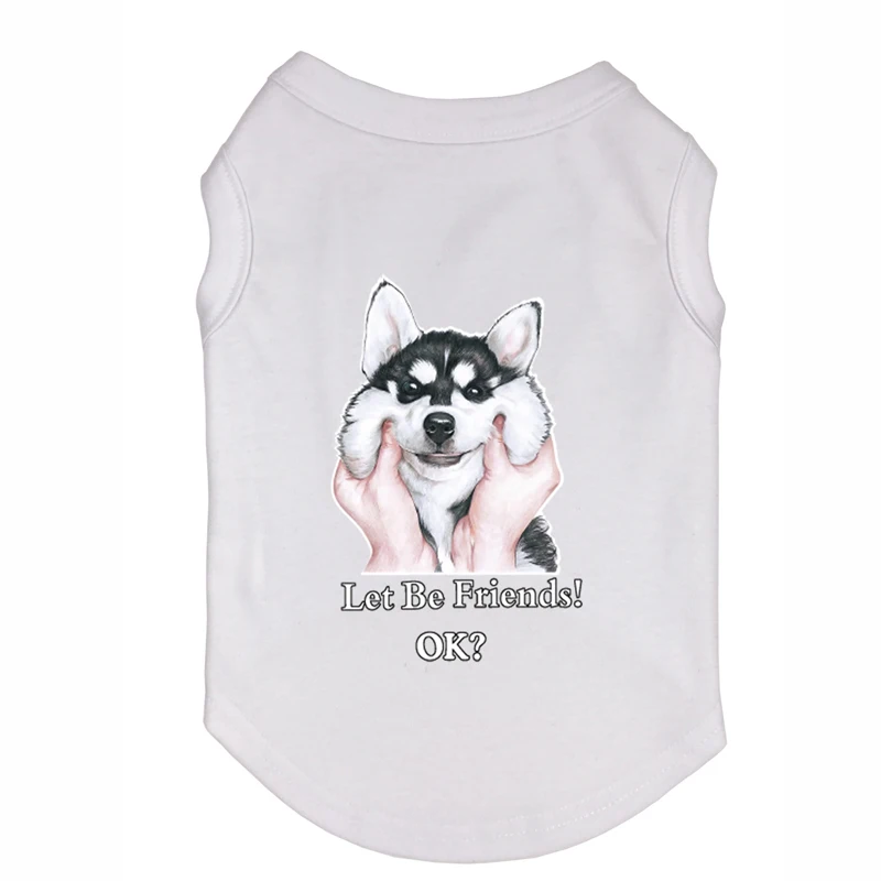 Одежда с принтом Хаски футболки для питомца щенка Полиэстеровая Майки Топы всех