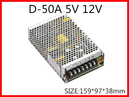 D-50A/B/C 50W 5V 12V 24V salida Dual, fuente de alimentación conmutada, AC-DC de voltaje de salida