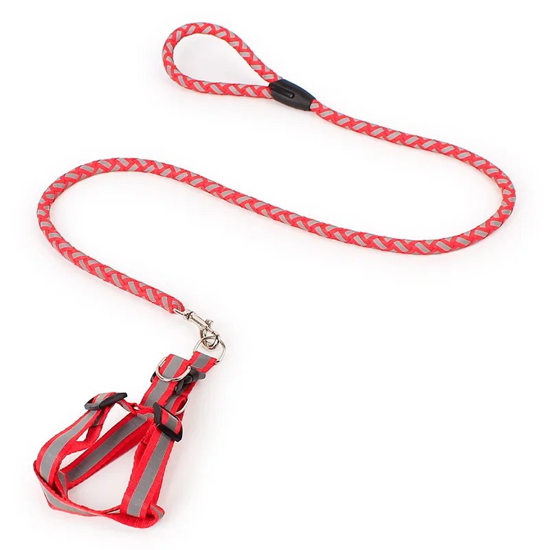 Светоотражающая шлейка и поводок для собак в нейлоновой оплетке|reflective dog harness|dog
