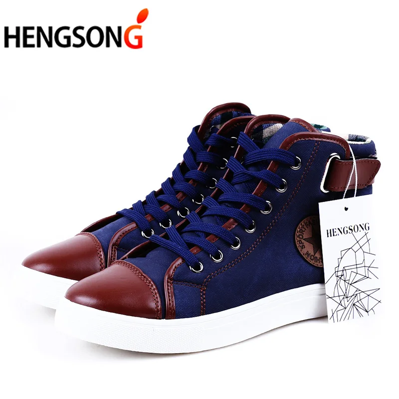 Мужская обувь; Sapatos Tenis Masculino; мужские кожаные ботильоны на шнуровке спереди; сезон осень-зима; мужская повседневная парусиновая обувь с высоким берцем