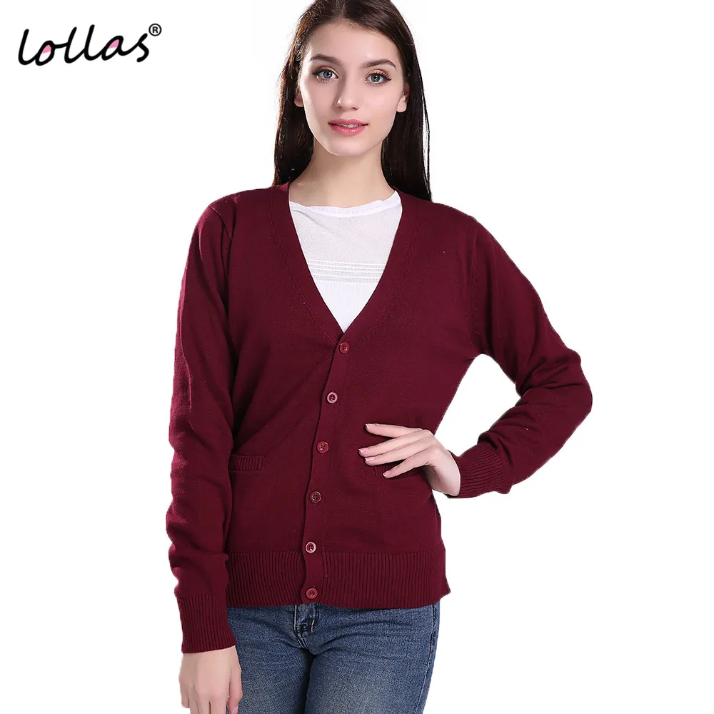

lollas Fashion Women Long Sleeve Open Cardigan Single Breasted Sweater Solid Color Lady Clothes