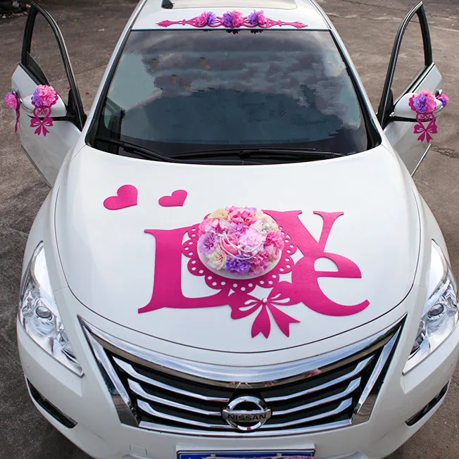 Новинка 2019 фланелевые цветы LOVE PE жемчужные свадебные набор цветов для автомобиля