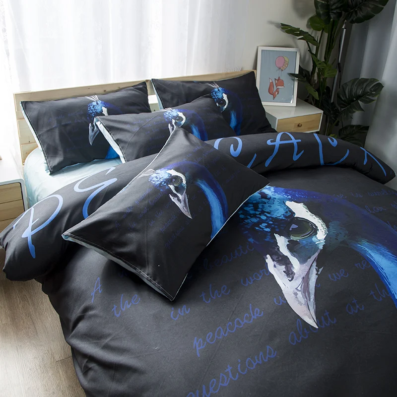 Новая мода в простом стиле пододеяльник с цифровой печатью изображением павлина