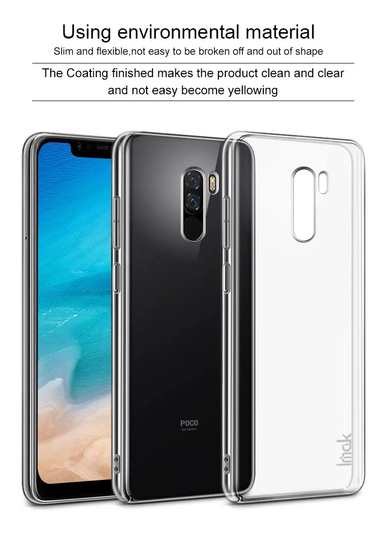 Для Xiaomi Pocophone F1 чехол IMAK Прозрачный износоустойчивый жёсткий чехол из ПВХ с украшением в виде кристаллов крышка для Xiaomi Pocophone F1 6,18''