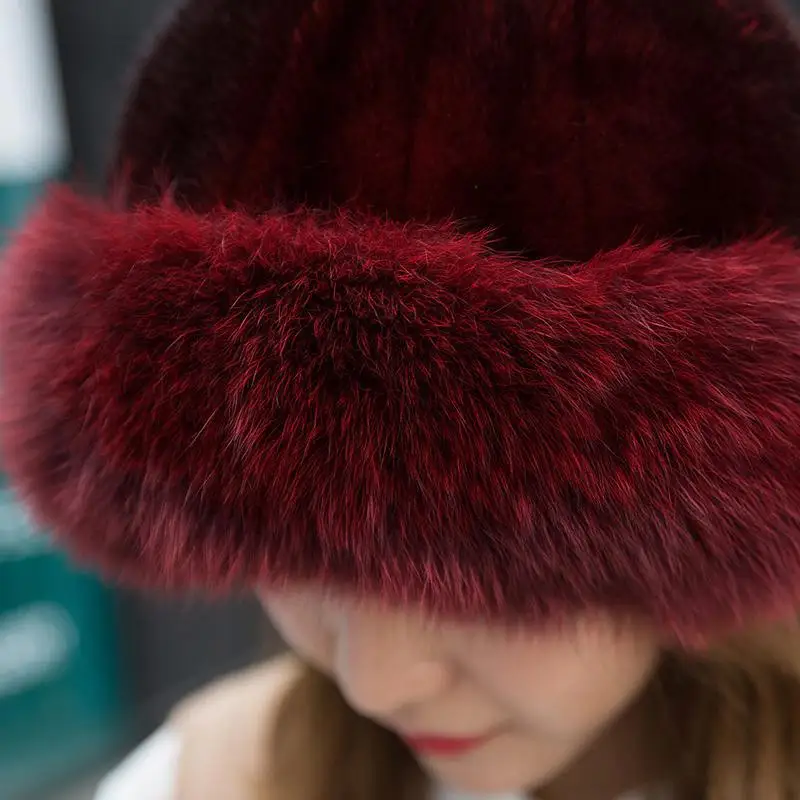 

New Fashion Mink Fur Grass Weaving Hat Ladies Winter Thick Warm Suede Ear Protection Braided Hat