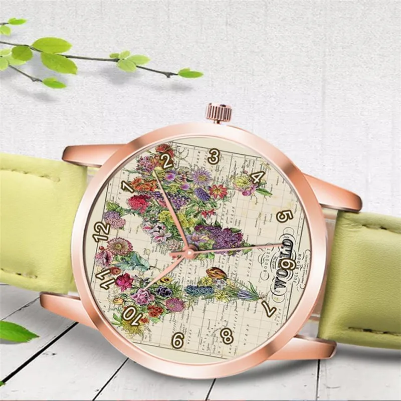 

Top Brand Casual Leather Quartz Watches Women Beautiful World Elegant Wristwatches Ladies Clock Relogio Feminino Gift #C