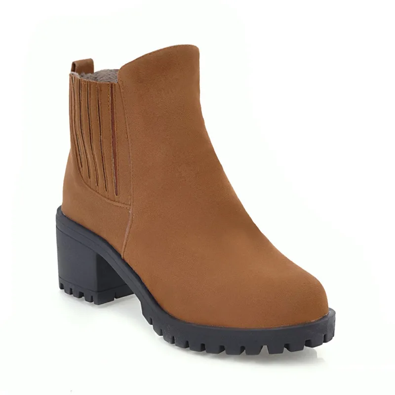 Новое поступление 2020 зимние ботинки MEMUNIA женские ботильоны с круглым носком без