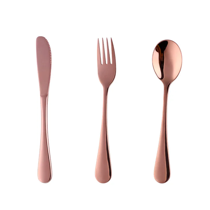 Rose gold 24 pieces Роскошные черные столовые приборы для детей, набор столовых приборов из 24 предметов, набор столовых приборов для Золотого ресторана, посуда из нержавеющей стали, набор серебряных изделий для детей - Цвет: Rose gold 24 pieces
