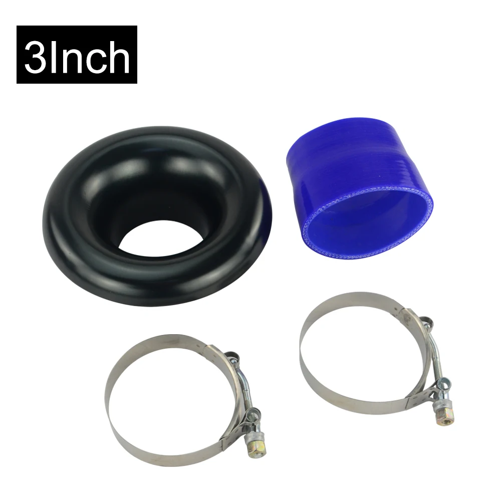 3 Inch Black " или 4" короткий ram/Холодный Воздушный компрессор/Впускной скорость стека/турбо Рог Комплект с силиконовым шлангом и SS304 зажим - Цвет: 3 Inch Black