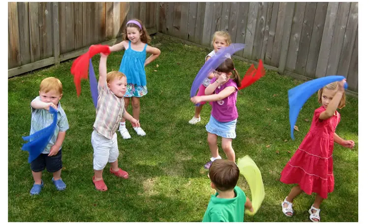 6 шт./упак. разноцветный детский игровой шарф-игрушка/детский шелковый шарф