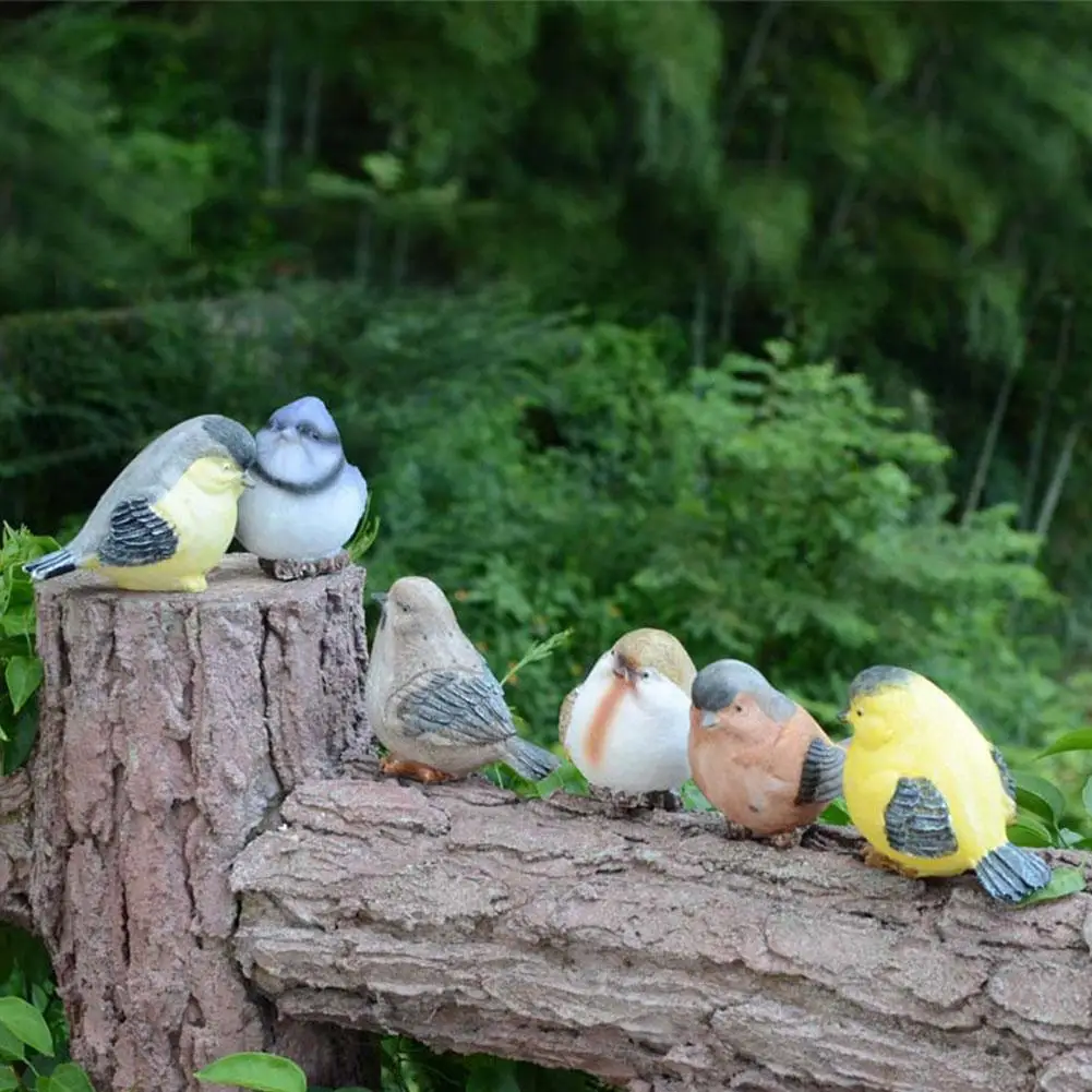 6 шт./компл. Декоративные Искусственные Птицы из смолы для сада с птицами статуя