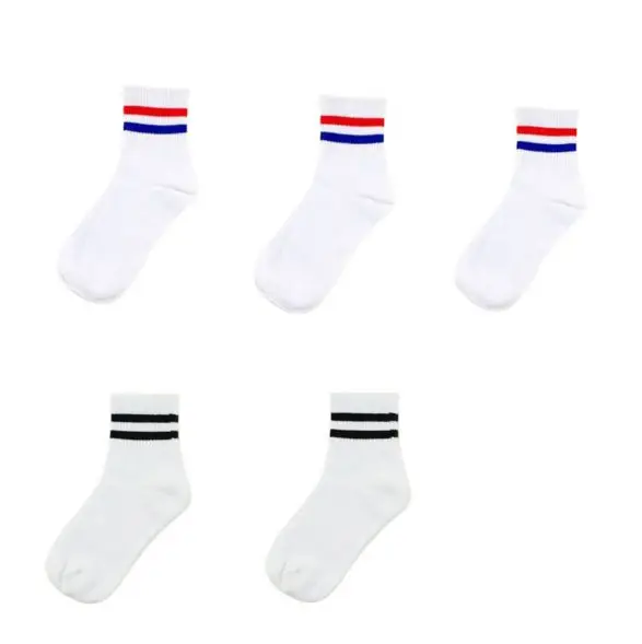 five pairs 10 шт. = 5 пар/лот, мягкие хлопковые женские носки в черно-белую полоску, утепленные короткие носки, стильные спортивные носки Harajuku Meias TJ211 - Цвет: five pairs
