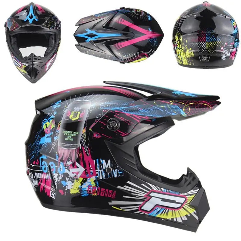 Bright Black 6 Внедорожный мотоциклетный шлем для мотокросса для MTB DH гоночный шлем горный Полнолицевой ABS велосипедный шлем для горного велосипеда - Цвет: Bright Black 6