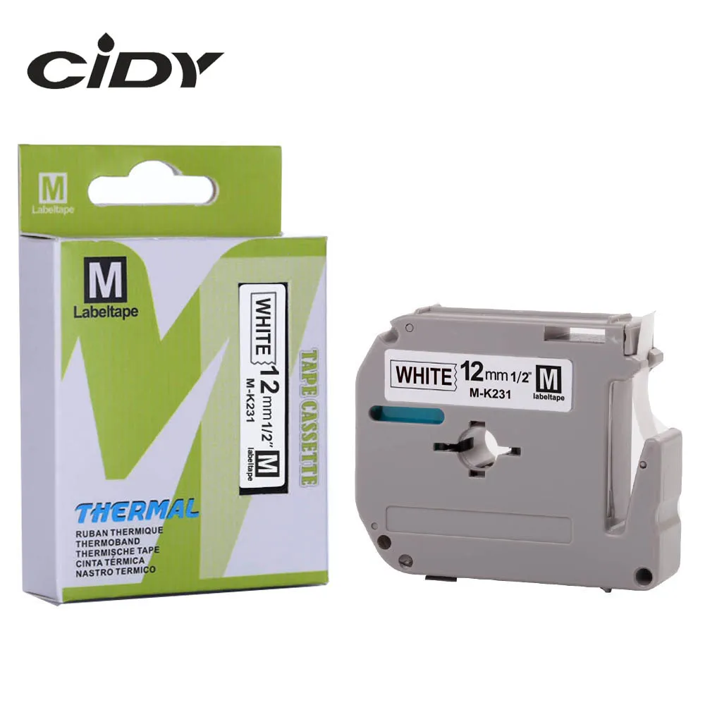 

CIDY 2pks Mk Tape MK231 MK 231 M-K231 Black on white for PT-65 PT-70 PT-80 PT-85 PT-90 PT-M95 PT-100 PT-110 PT-45M Label Printer