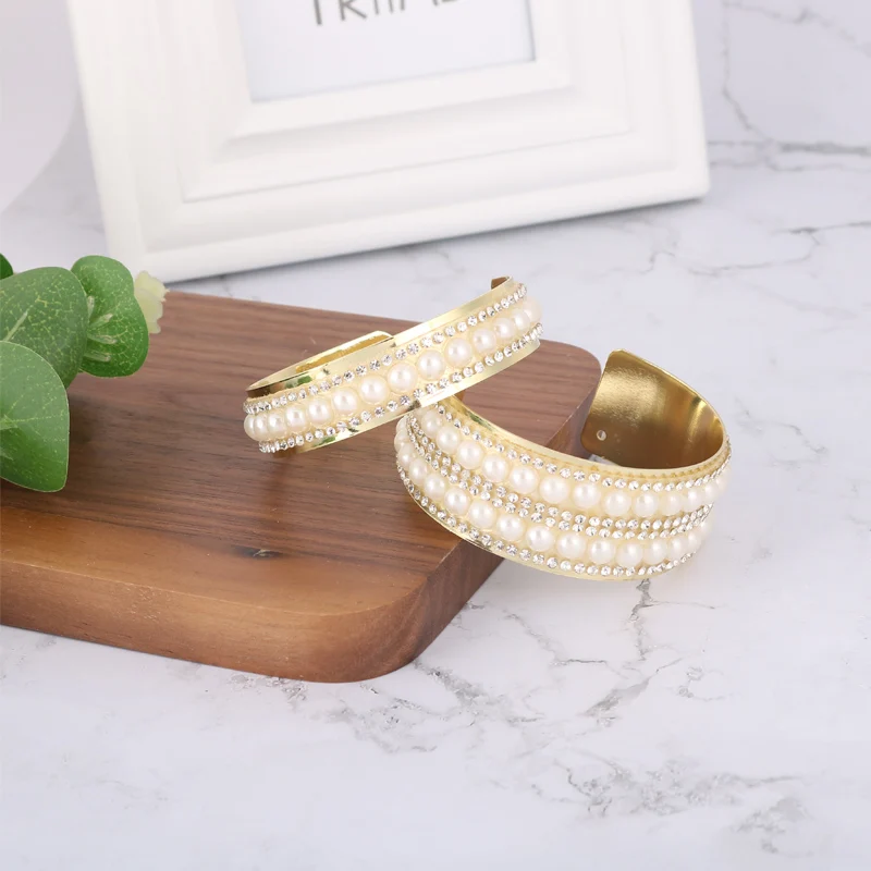 LEADERBEADS женские богемные золотистые браслеты-манжеты с кристаллами модные