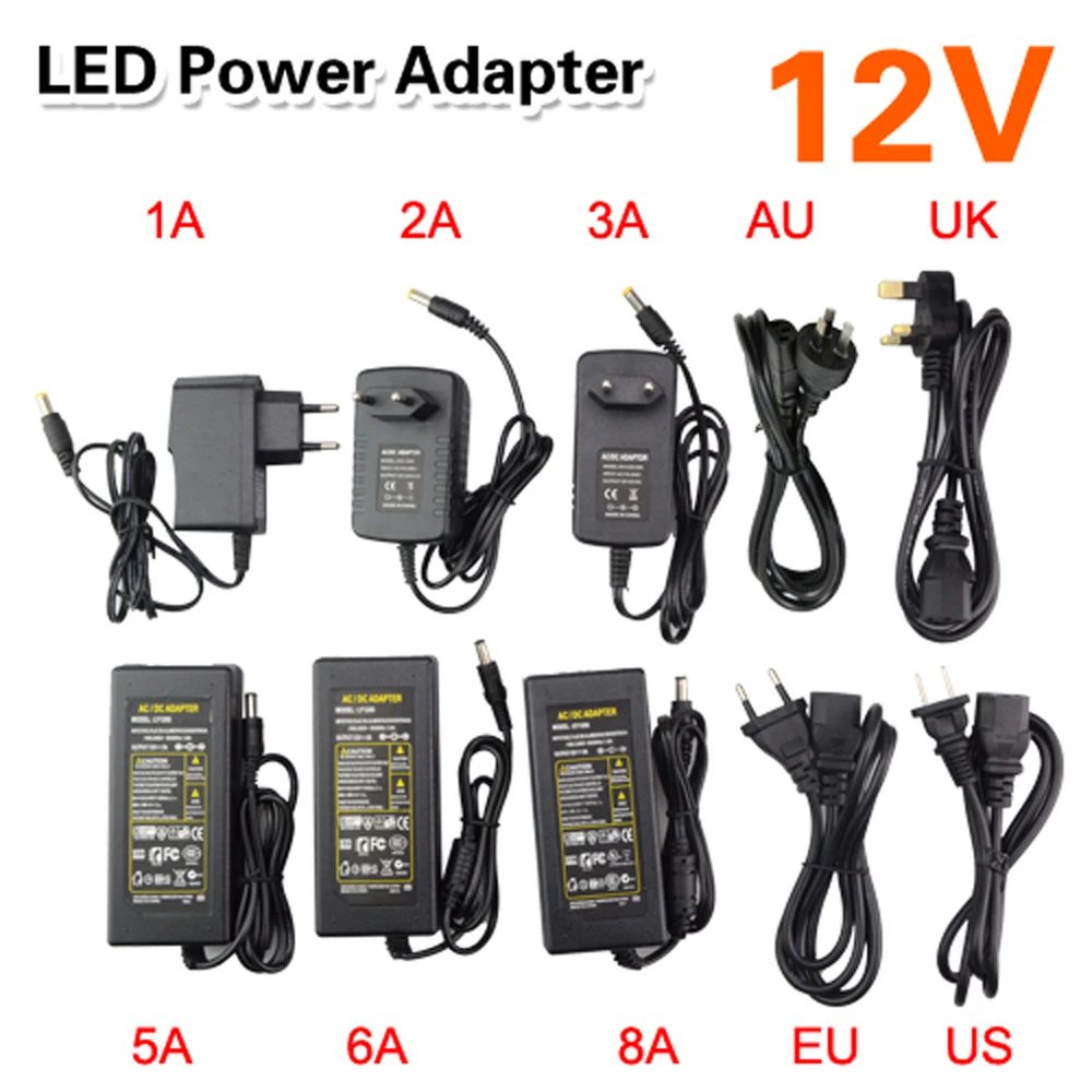 Светодиодный Питание Зарядное устройство AC110V 220V постоянного тока до DC12V