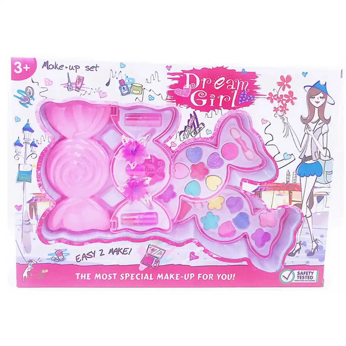 

New Hot Sale Makeup Toys Baby Girls Pretend Play Safe Kids Girls Makeup Kit Toy Cosmetics Play Sets Best Gifts for children 5pcs