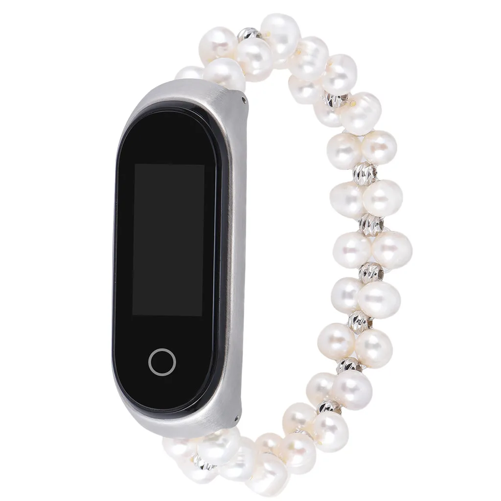 Сменный Браслет с ремешком+ металлический чехол для Xiaomi Mi Band 4 модный элегантный белый браслет с жемчужной цепочкой