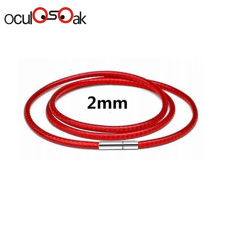 Red 2mm 1-3 мм черный кожаный шнур ожерелье Шнур Воск Веревка кружево цепь с нержавеющей стали поворотный застежка для DIY ожерелья ювелирные изделия 40-80 см - Цвет: Red 2mm