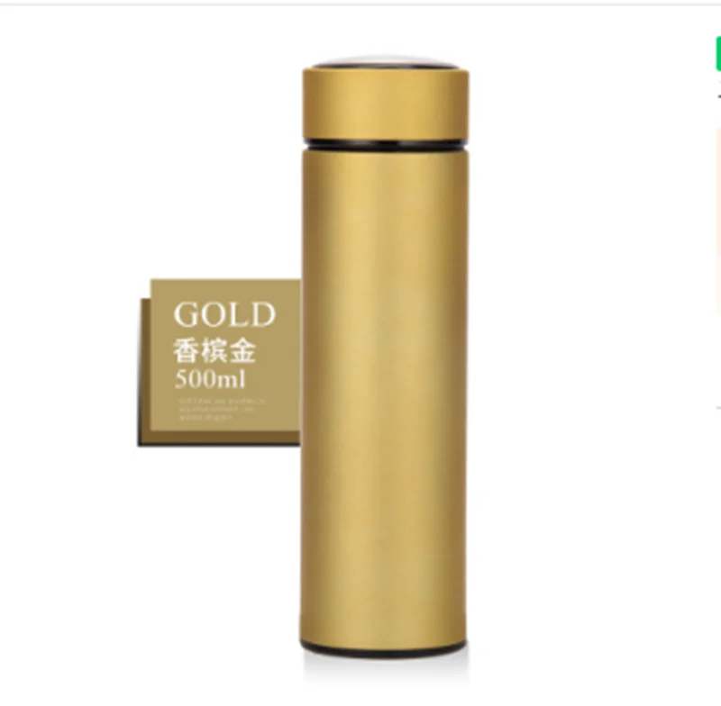 Gold Термос чашка с индивидуальным логотипом с бесплатным 500 мл из нержавеющей стали подарки буквенные рекламные чашки печать - Цвет: Gold
