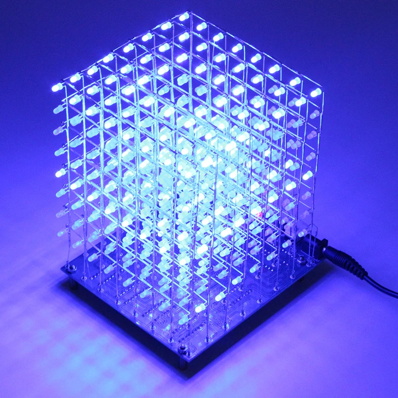 3D светодиодный LightSquared DIY Kit Белый Blue Ray 3 мм Cube 8x8x8 электронные люкс 5 В Мощность Рэй