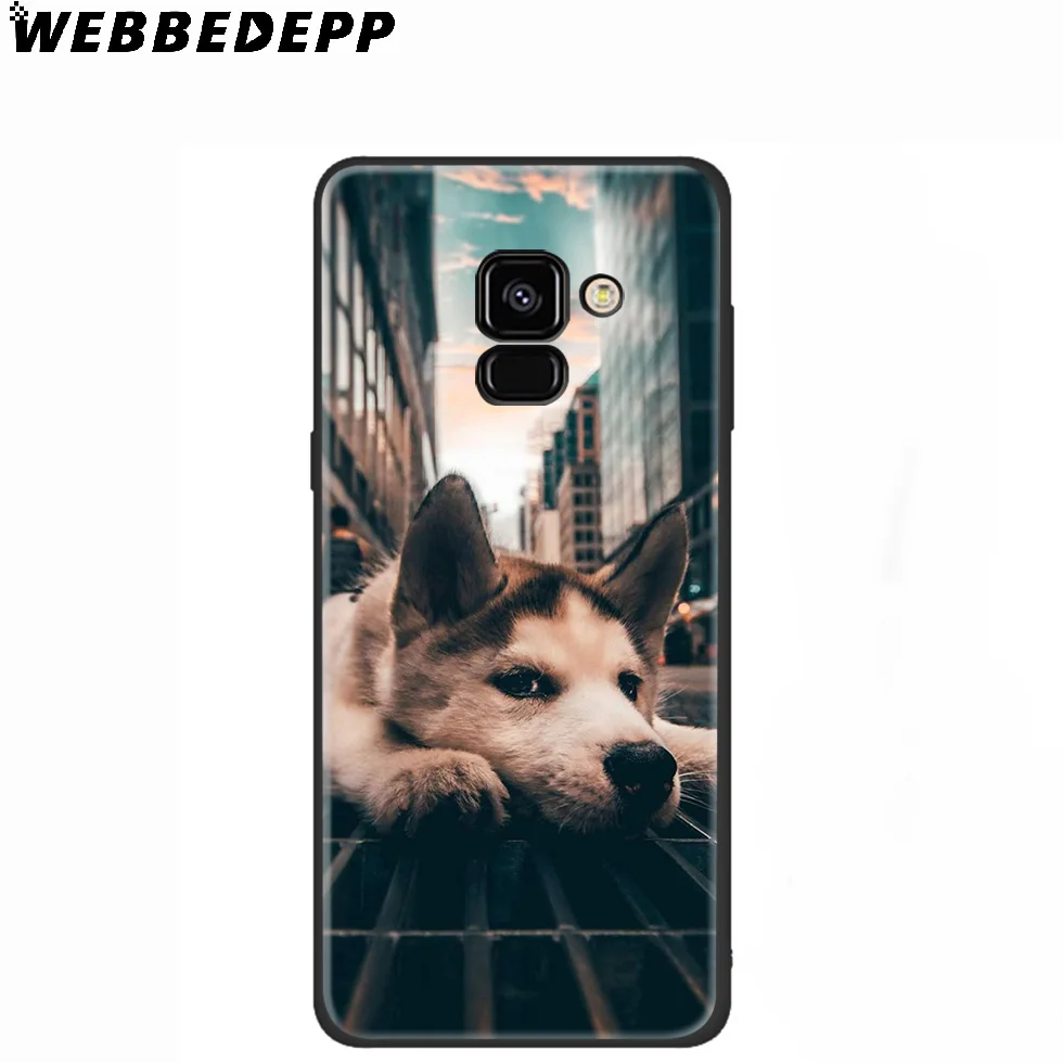 WEBBEDEPP Husky милый простой силиконовый чехол с волком для Samsung Galaxy A3 A5 A6 A7 A8 A9 A10 A20 A30 A40